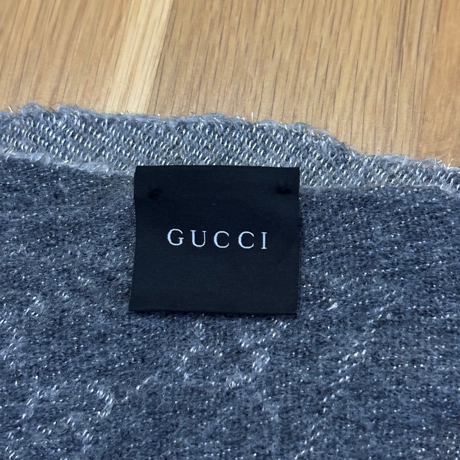 Gucci Grey Wool Blend Scarf (Shrunk) - 10
