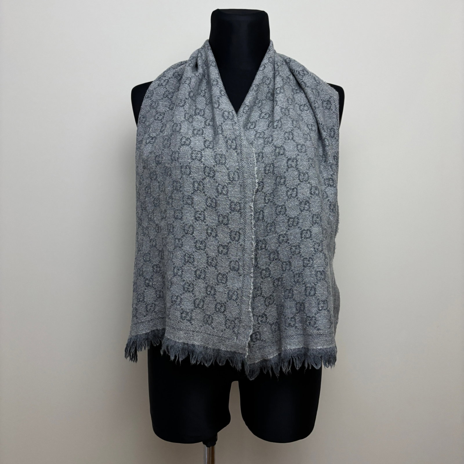 Gucci Grey Wool Blend Scarf (Shrunk) (1 of 12)