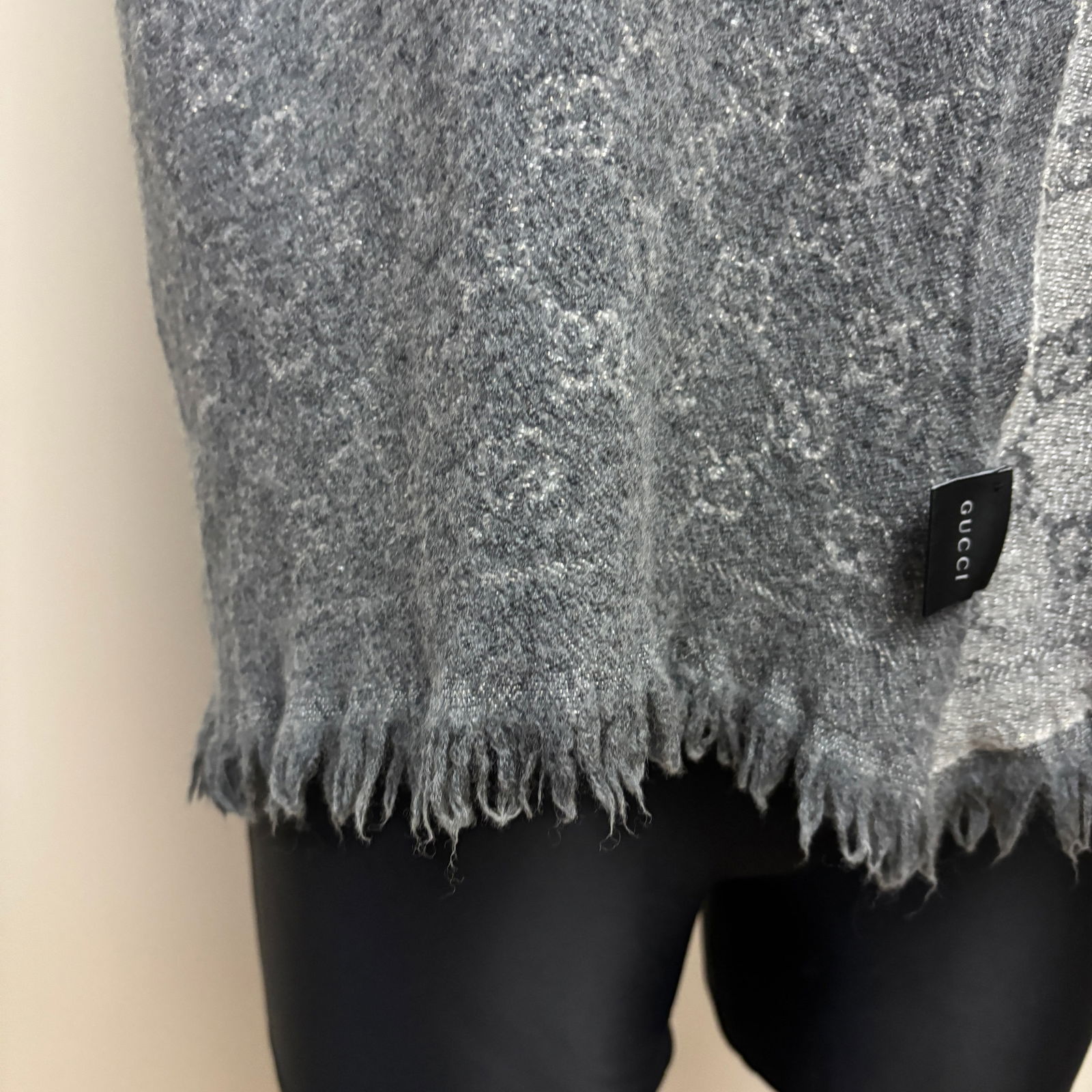 Gucci Grey Wool Blend Scarf (Shrunk) - 5