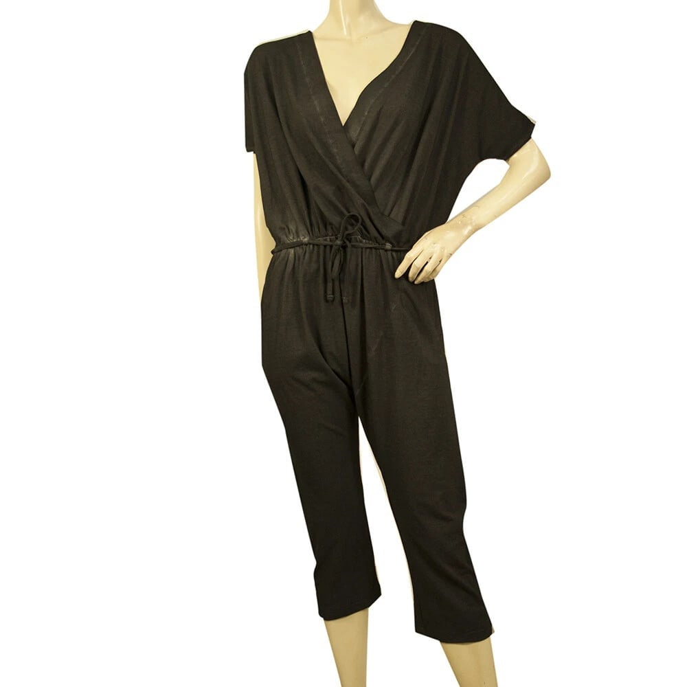 Never Enough Anthracite Gray Short Sleeve Cropped Trousers Overall Jumpsuit (1 of 6)