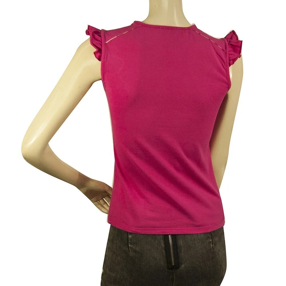 Burberry Fuchsia Pink Sleeveless Fitted T- Shirt Top 14 yrs girl or Women XS - 2