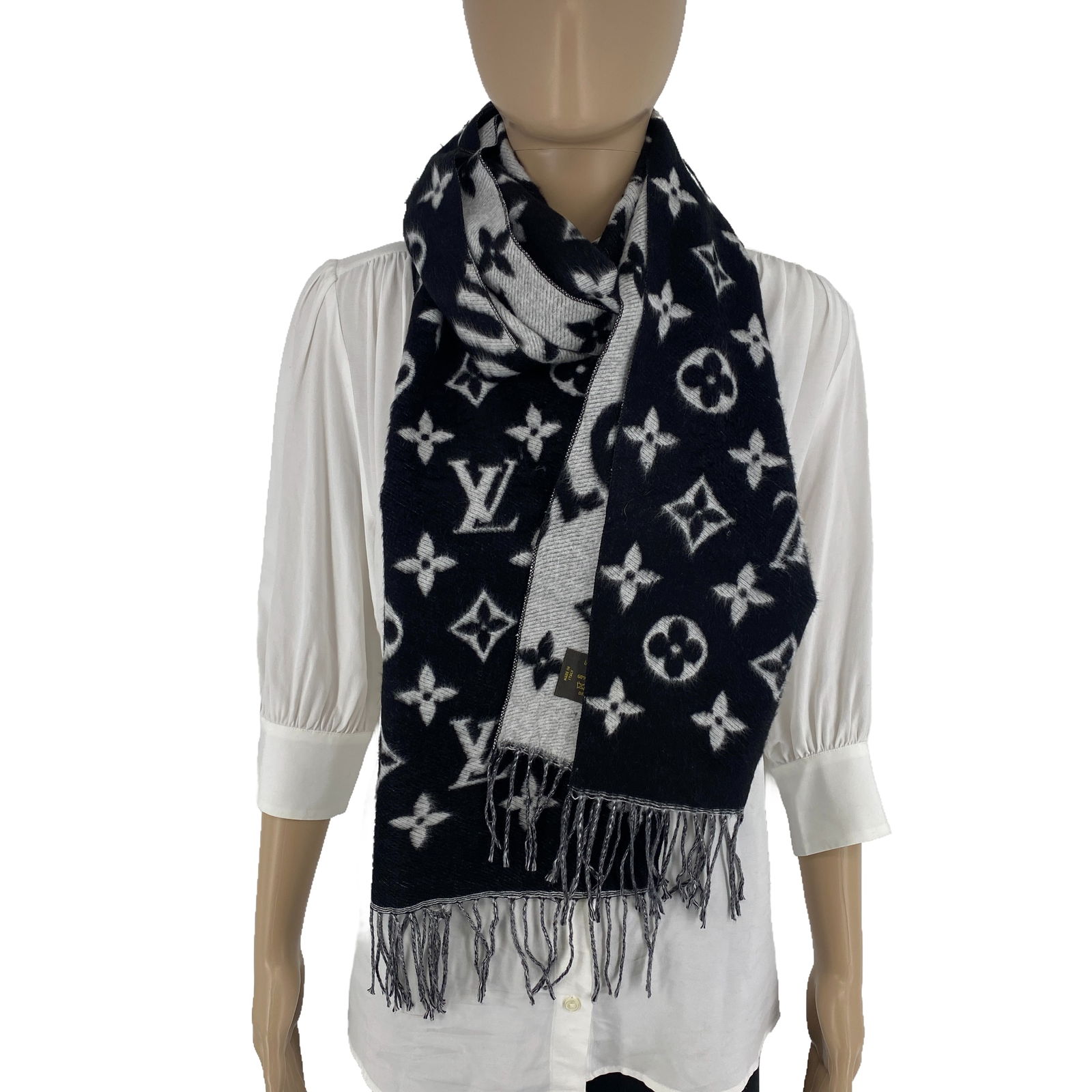 Louis Vuitton X Supreme Black & White Wool Blend Scarf - 4