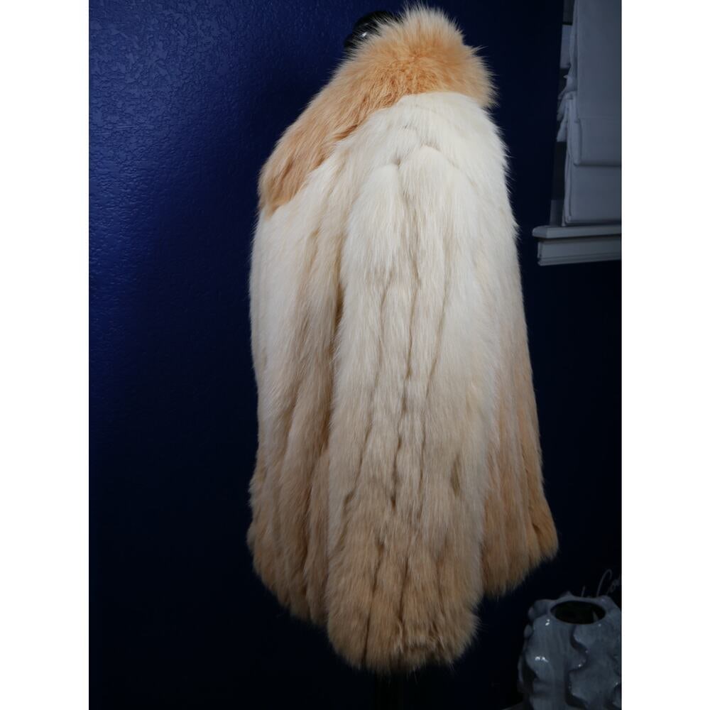 Unique Ivory Ombre to Peach Fox Fur Coat Jacket - 2