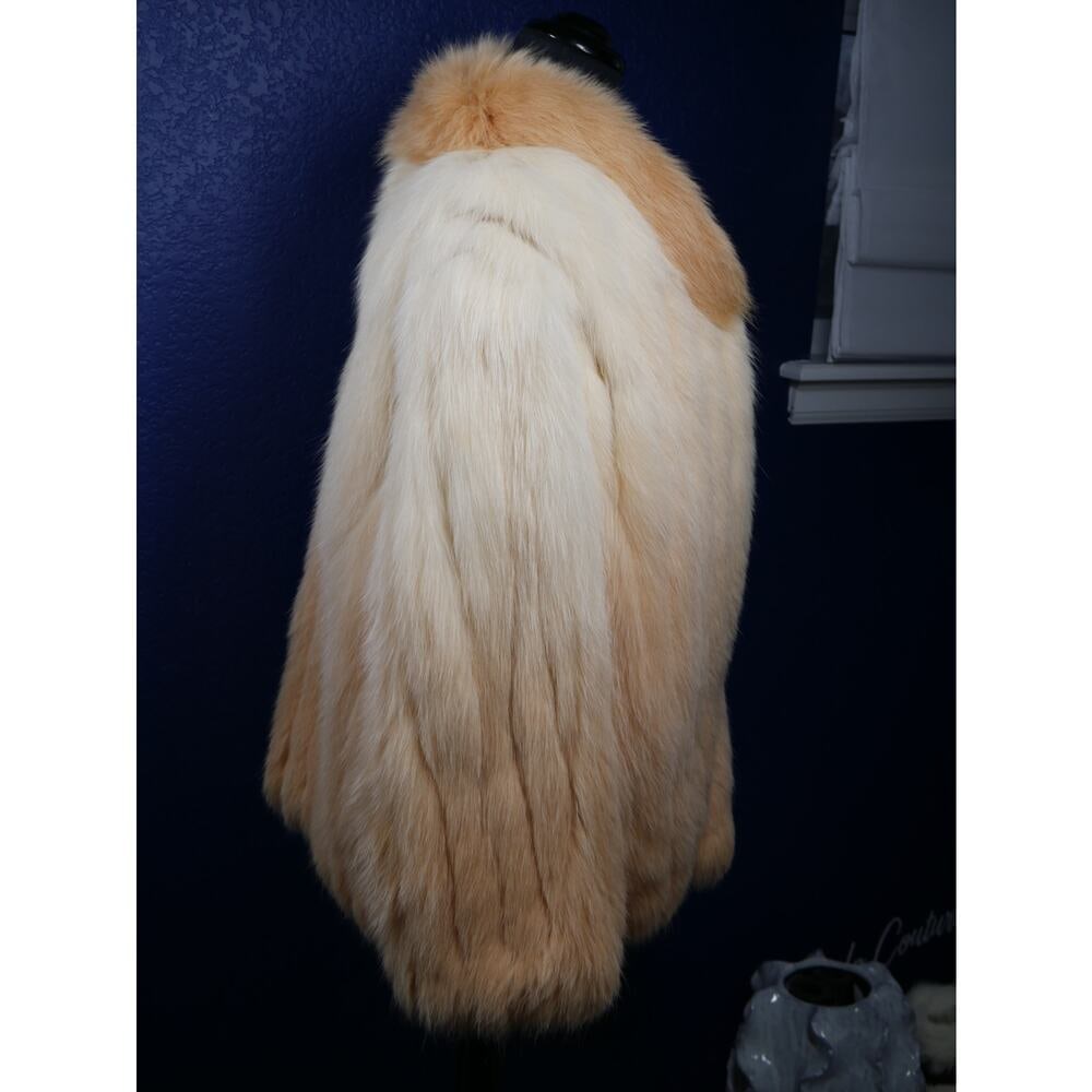Unique Ivory Ombre to Peach Fox Fur Coat Jacket - 4