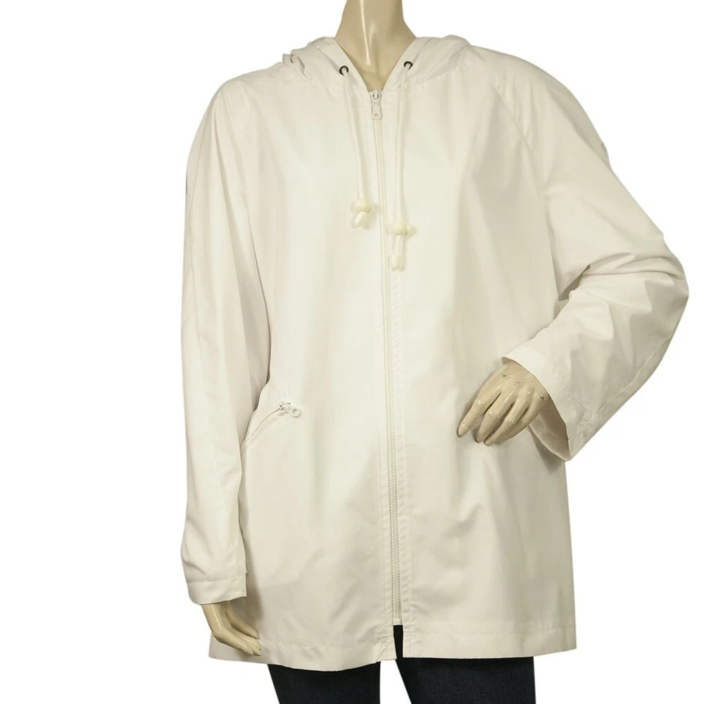 Vivaldi White Zipper Front Lightweight Trench Hooded Jacket size XL (1 of 7)