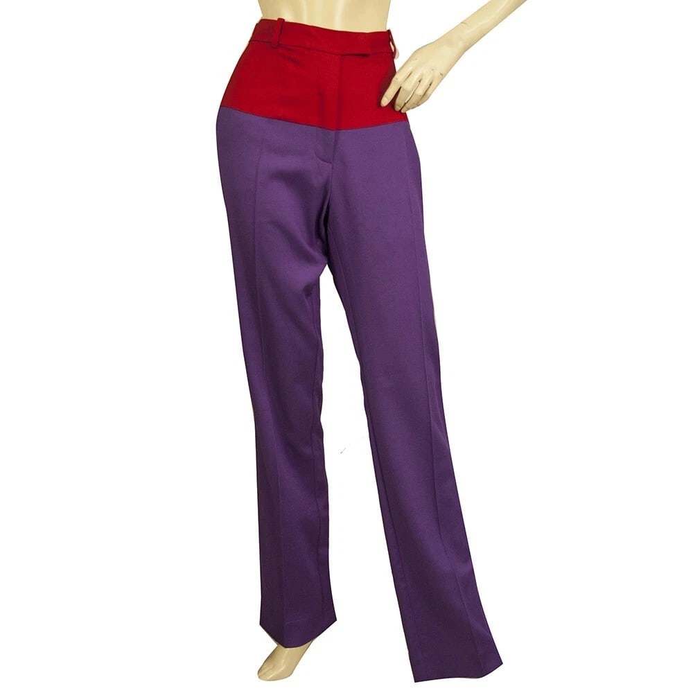 Pinko Purple & Red Straight Leg High Waist trousers pants ( S ) (1 of 5)
