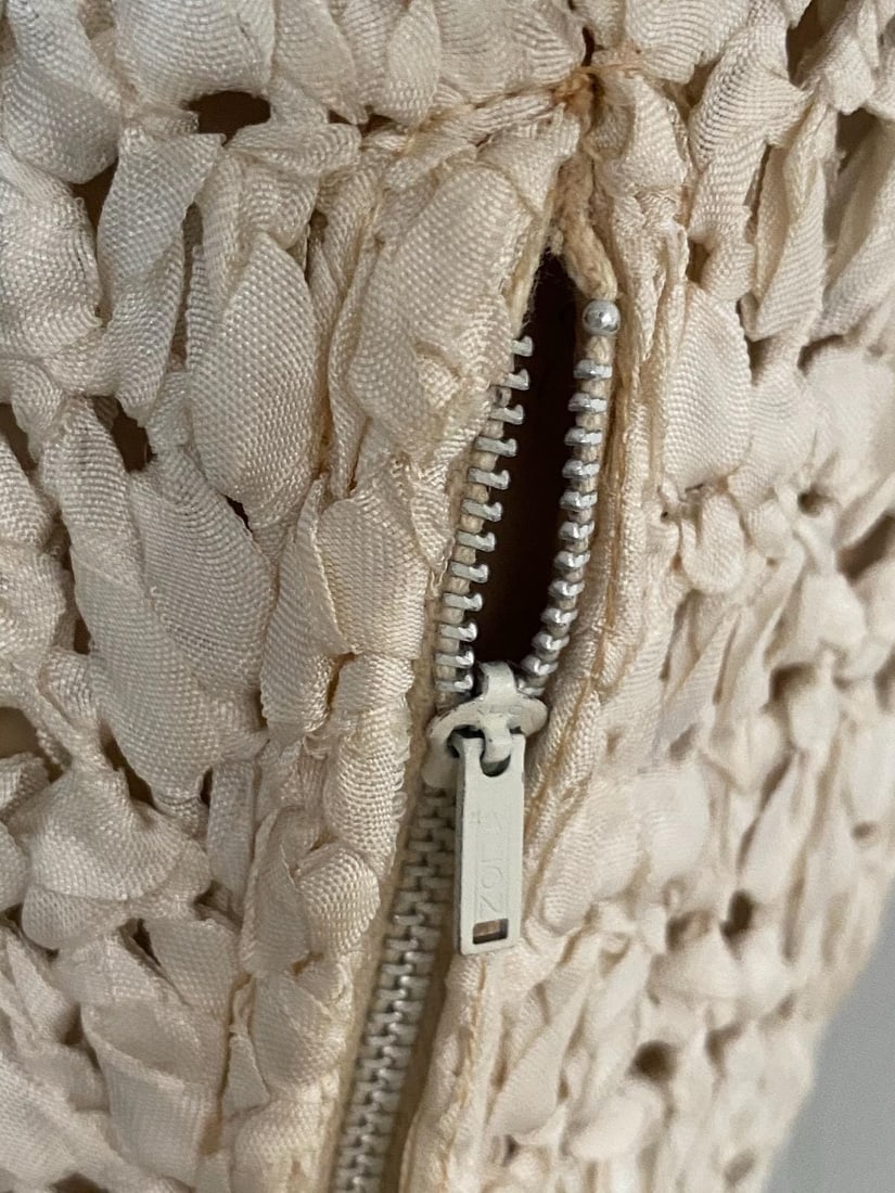 Vintage 1940s Crochet Ribbon Dress Sz S Up to W28 - 9