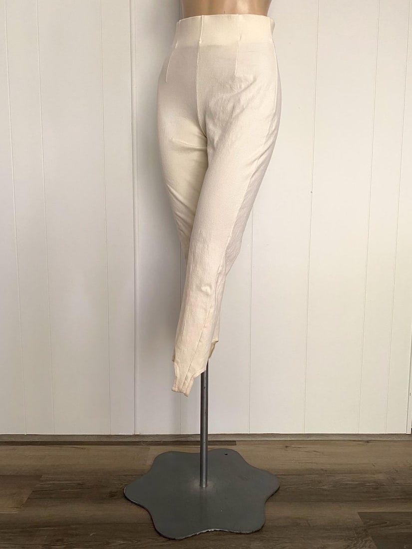 Vintage 1980s Off White Stirrup Pants Womens S M (1 of 10)