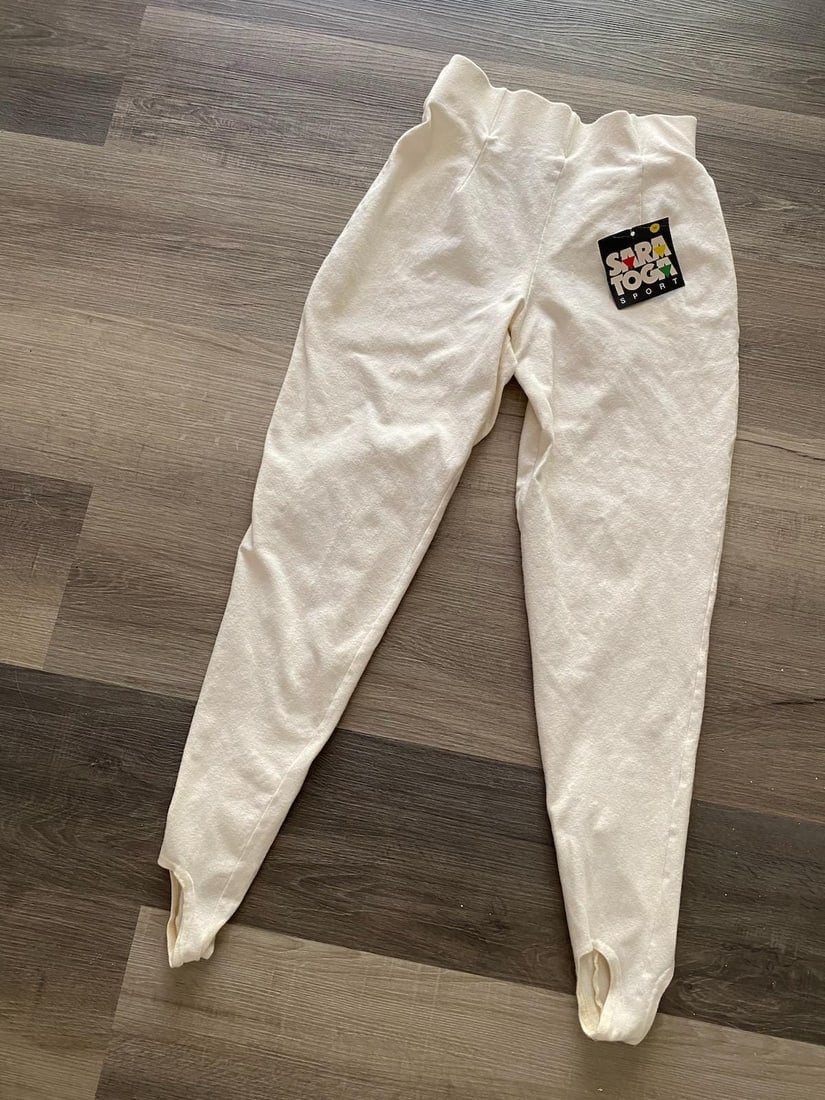 Vintage 1980s Off White Stirrup Pants Womens S M - 2