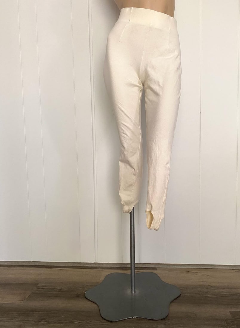 Vintage 1980s Off White Stirrup Pants Womens S M - 3