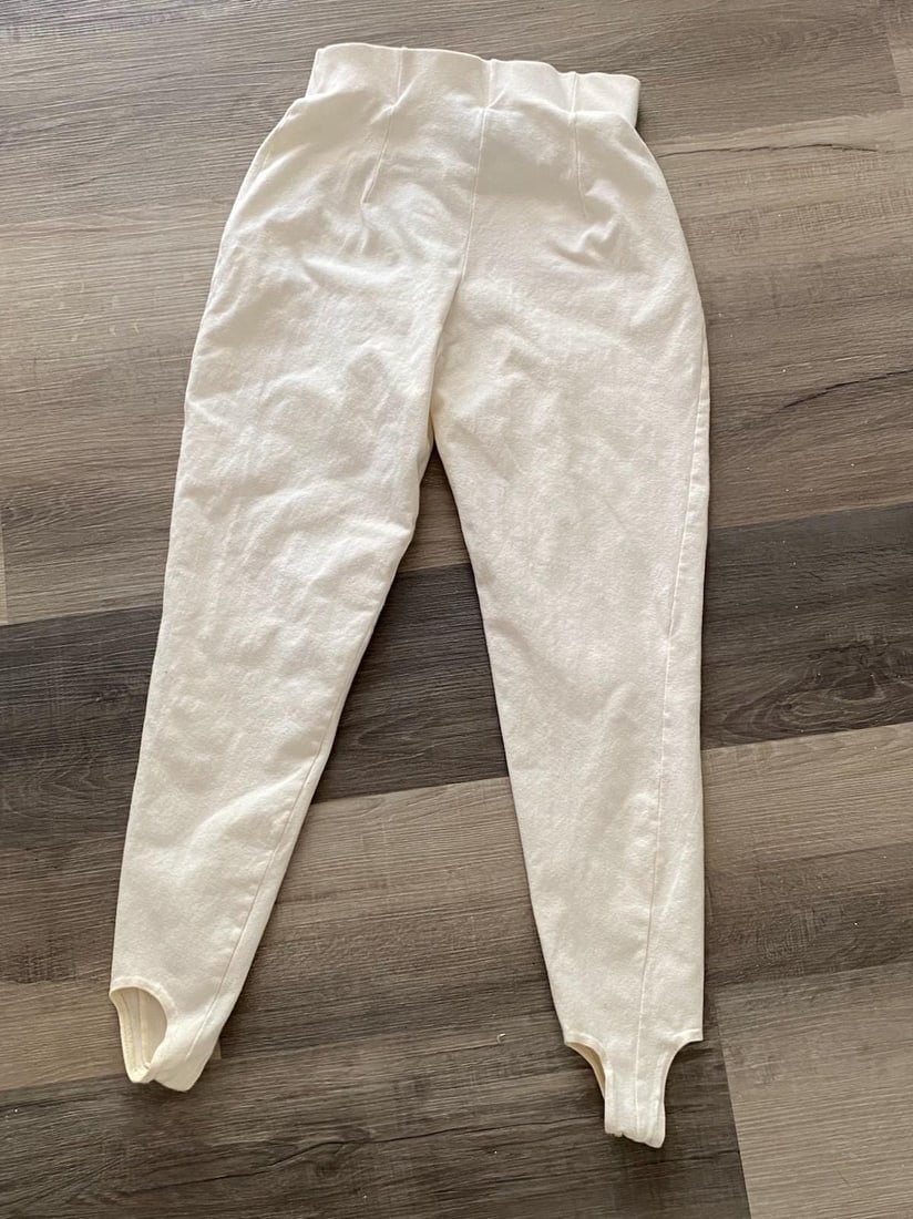 Vintage 1980s Off White Stirrup Pants Womens S M - 7