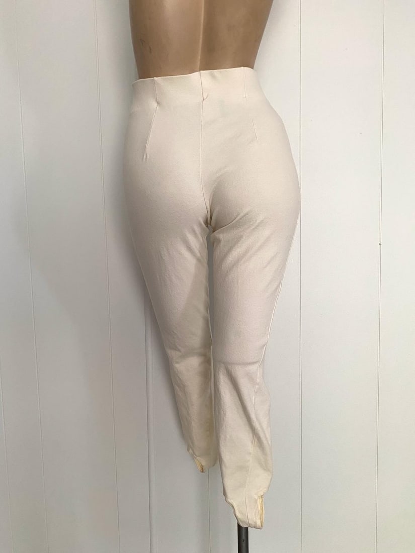 Vintage 1980s Off White Stirrup Pants Womens S M - 8