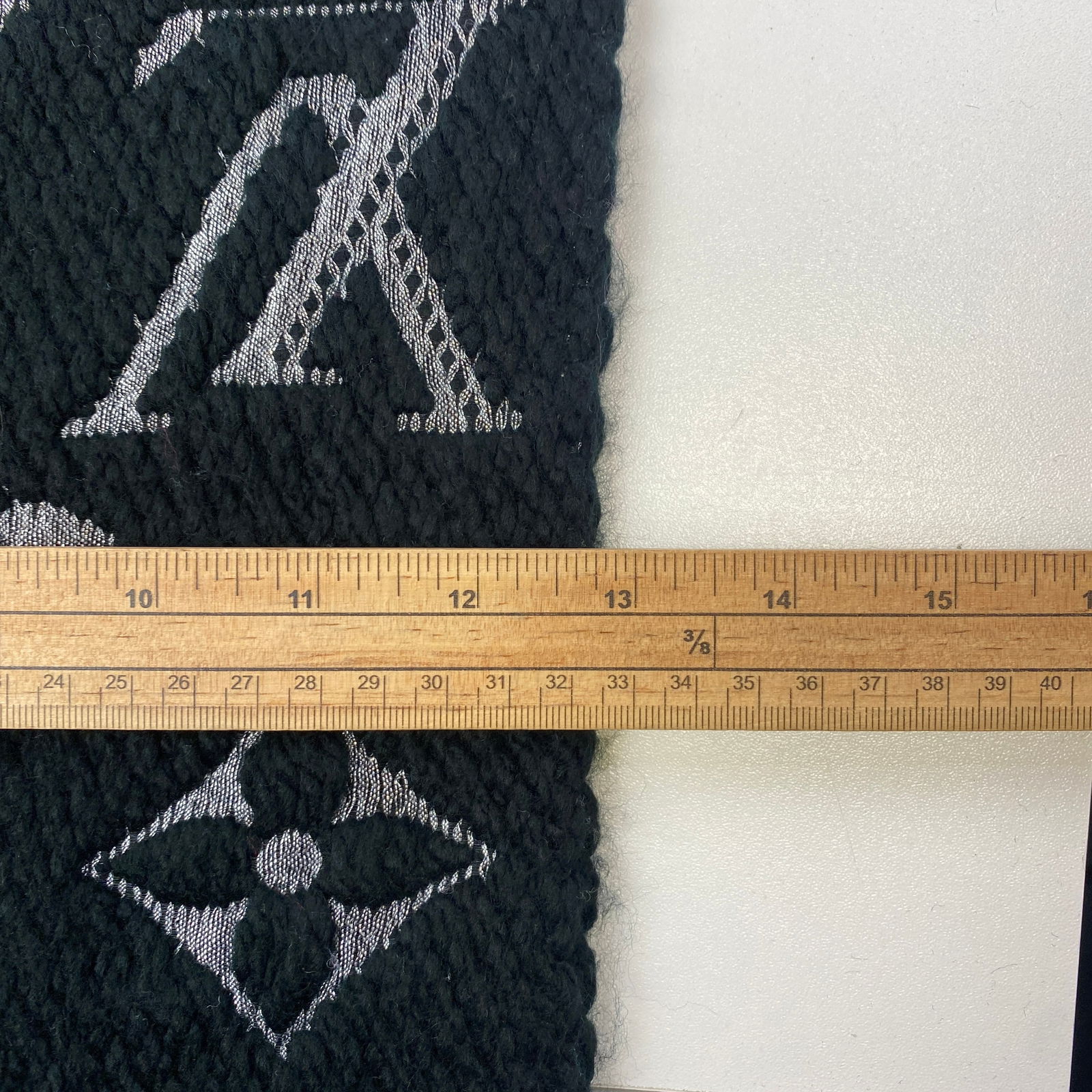 Louis Vuitton Black & Silver Thick Wool & Silk Scarf - 7