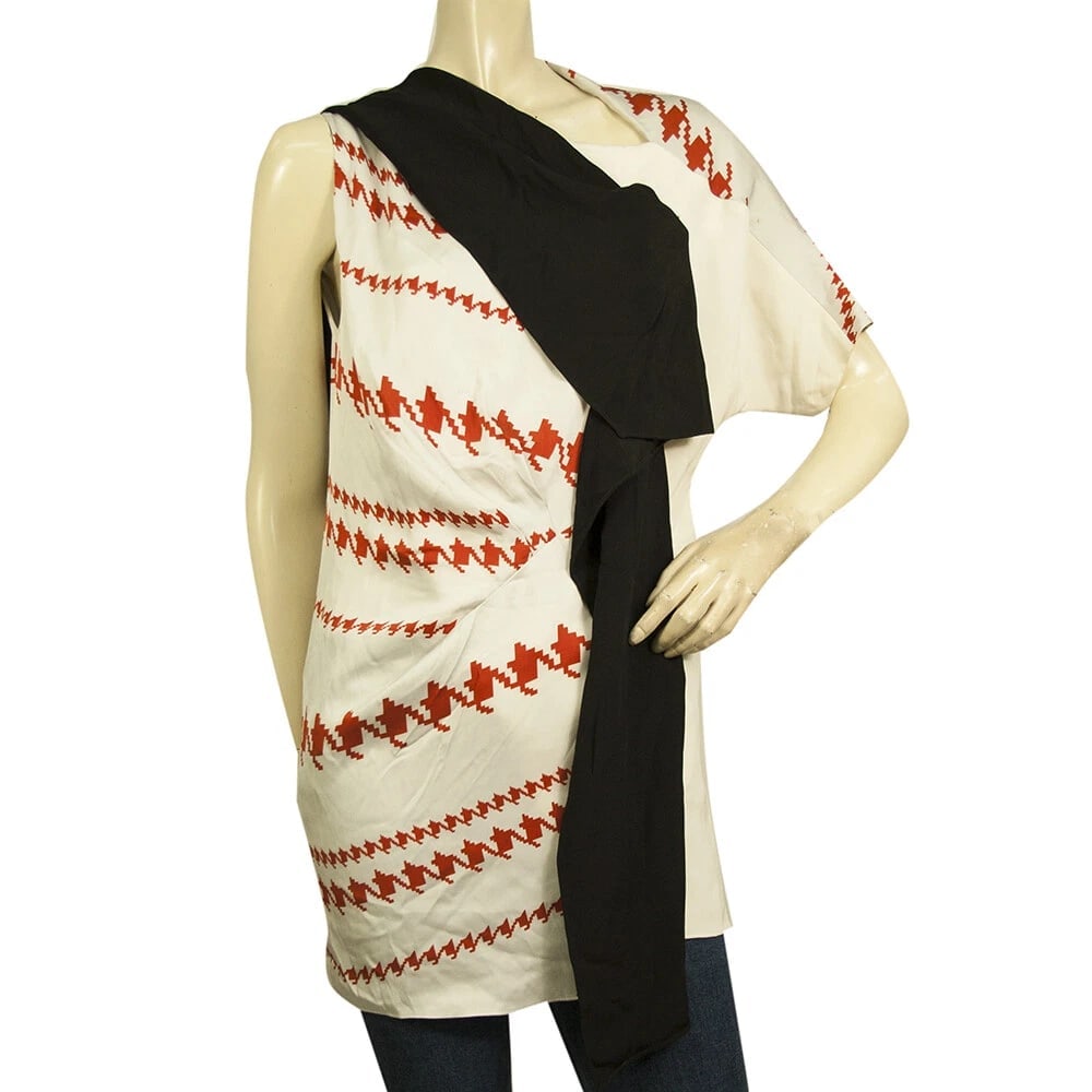 3.1 Phillip Lim White Orange Houndstooth Black Panel Long Top or Mini Dress (1 of 5)