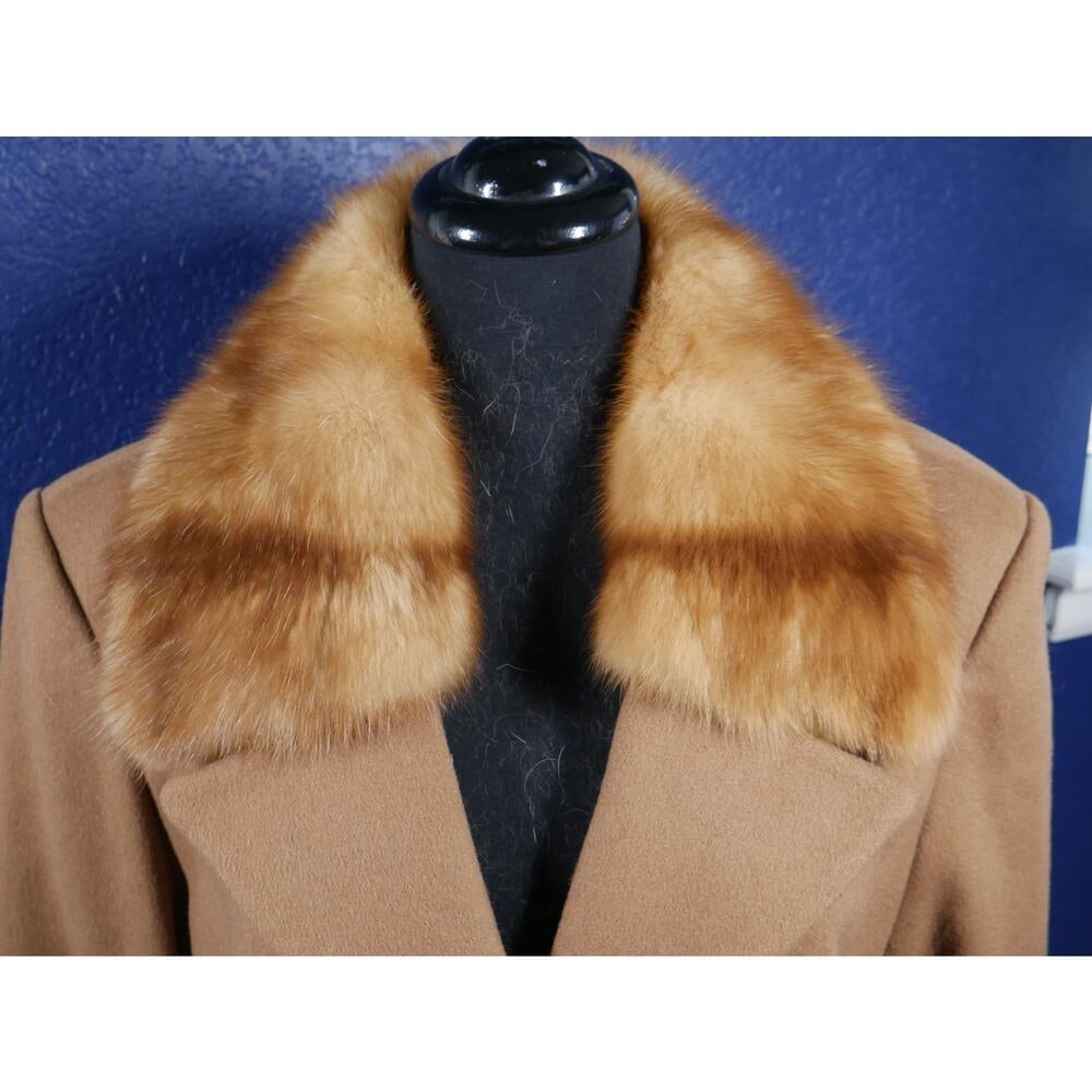 Stunning Camel Cashmere & Golden Barguzin Russian Sable Fur Coat Jacket - 2