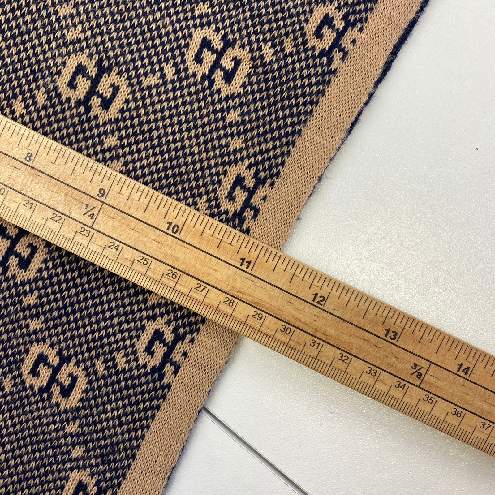 Gucci Blue & Brown 100% Soft Wool Scarf - 7