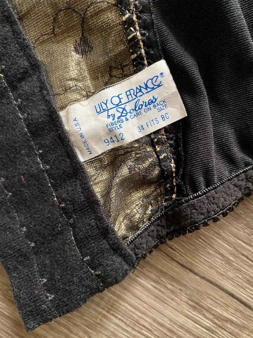 Vintage 1980s Gold Metallic Corset Top Shaper Strapless Bra B34 - 10