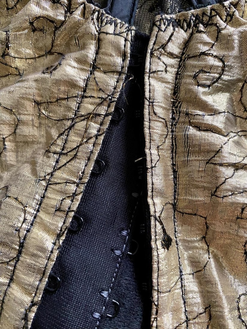 Vintage 1980s Gold Metallic Corset Top Shaper Strapless Bra B34 - 9