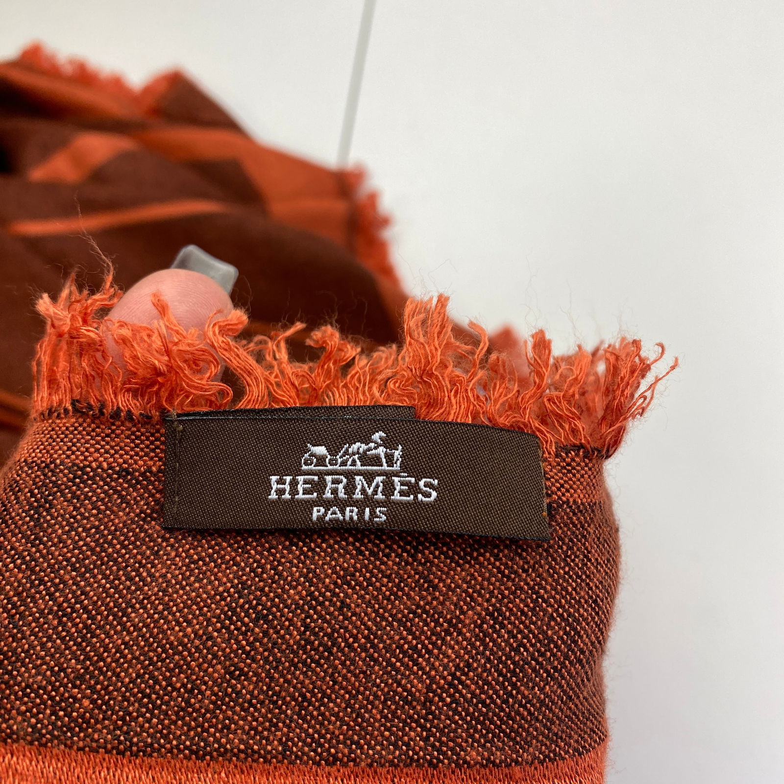 HERMES Large Silk & Cotton Shawl Scarf - 4