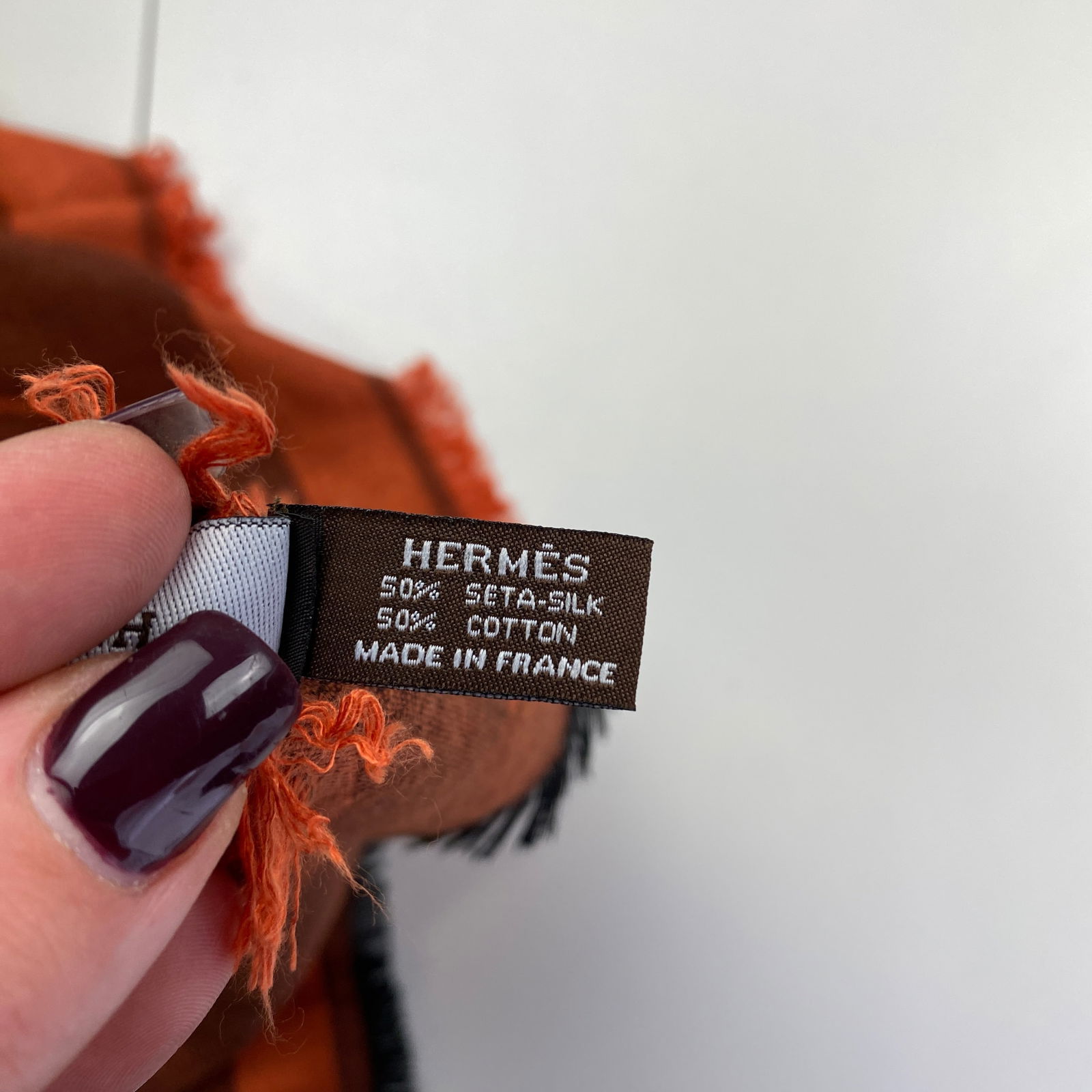 HERMES Large Silk & Cotton Shawl Scarf - 5