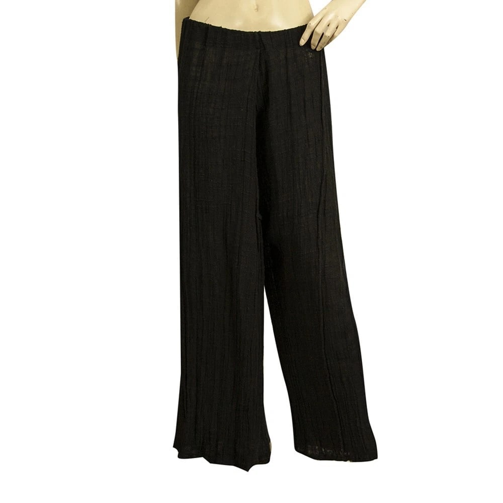 Pearl & Caviar Black Cotton / Linen Wide Leg Harem Pants Trousers size S/ M (1 of 7)