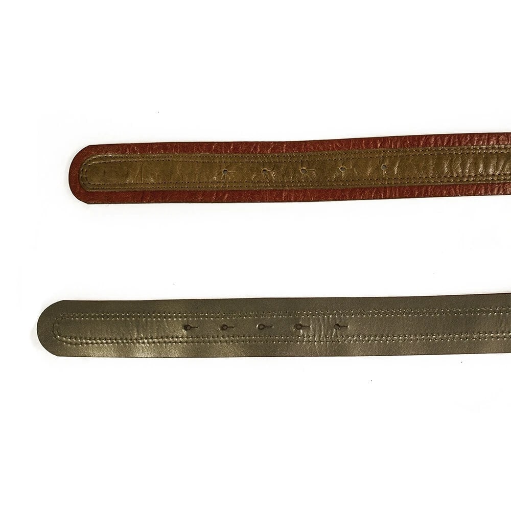 DOLCE & GABBANA WOMAN'S Two Tone Brown Leather Brass Tone HW BELT Size 85 - 3