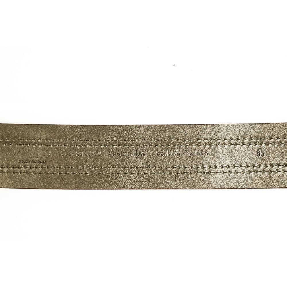 DOLCE & GABBANA WOMAN'S Two Tone Brown Leather Brass Tone HW BELT Size 85 - 4