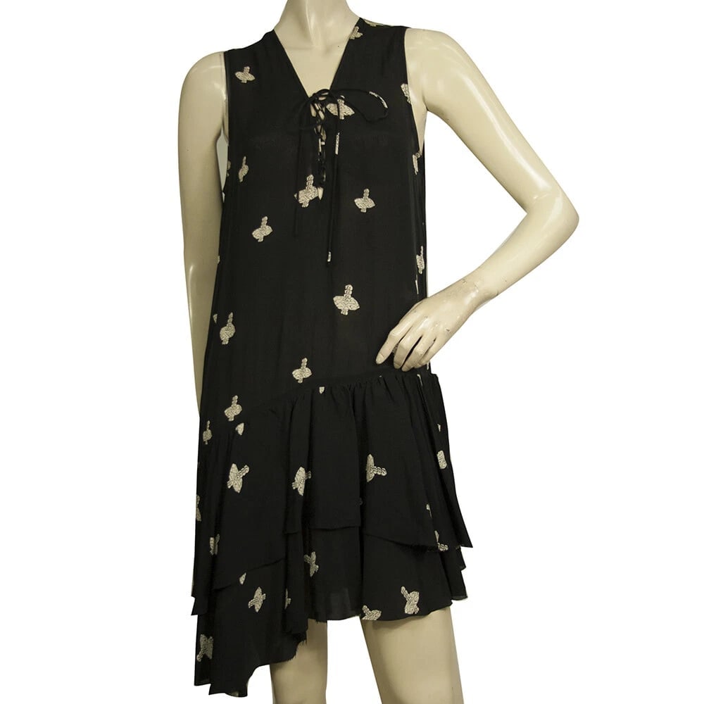 Zadig & Voltaire Rory Print Croix Black Asymmetric Length Ruffled dress size XS: Title:Zadig & Voltaire Rory Print Croix Black Asymmetric Length Ruffled dress size XSDescription:Zadig & Voltaire Rory Print Croix Black Asymmetric Length Ruffled dress size XS Carefree & bohemian