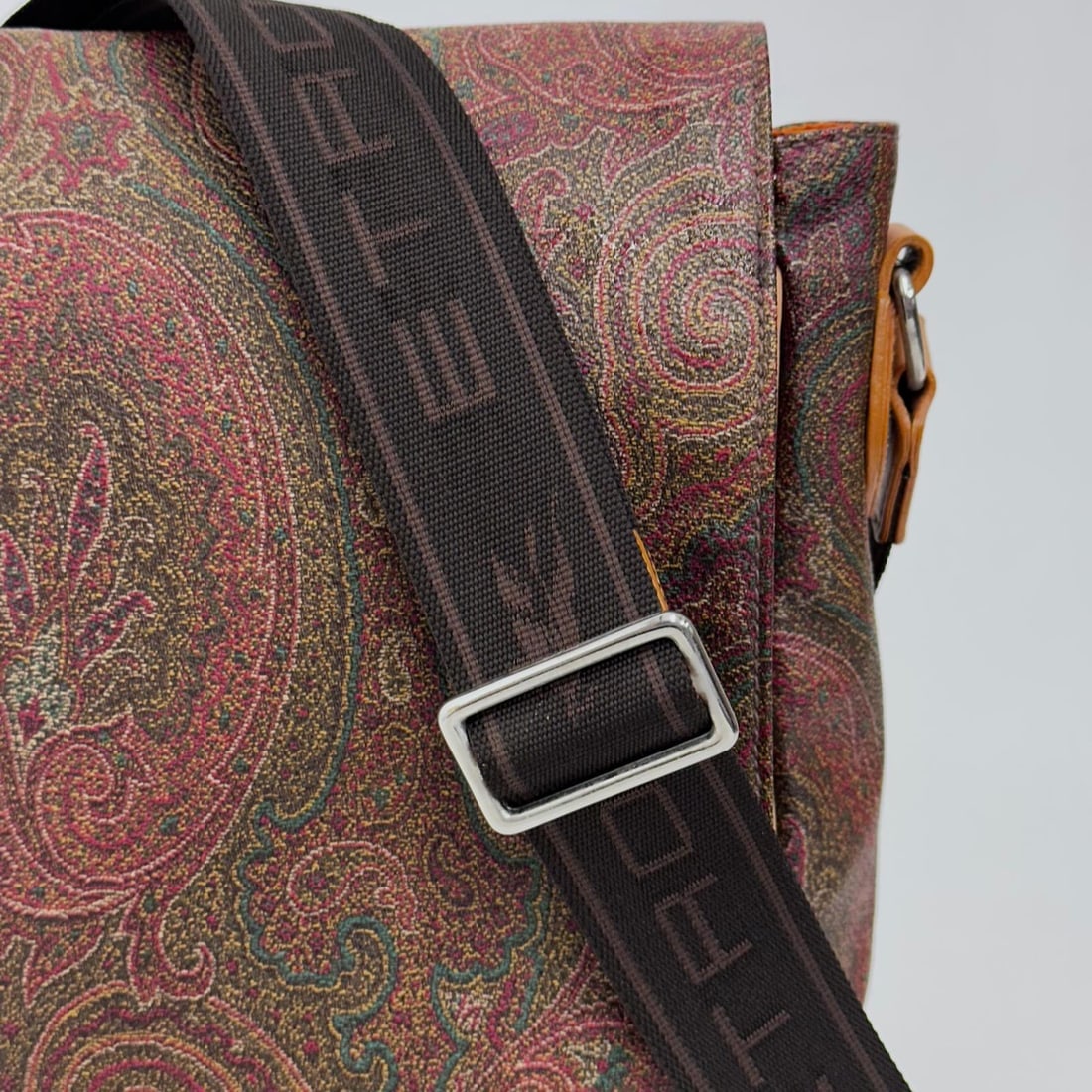 ETRO Paisley Fabric Messenger Bag with Adjustable Shoulder Strap - 5