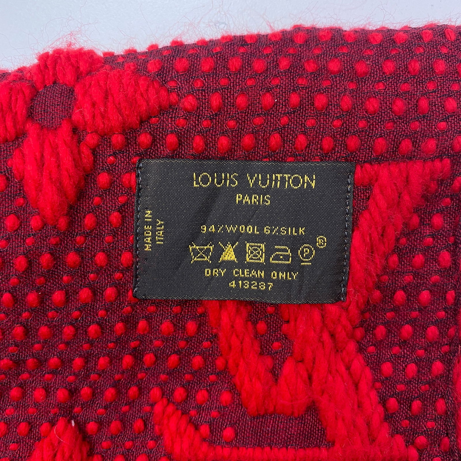 Louis Vuitton Bright Red Thick Wool & Silk Scarf - 6