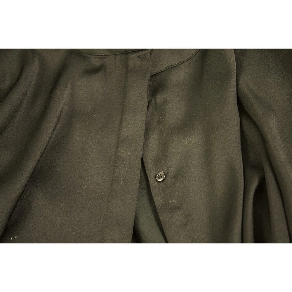 Tigha Black Drawstring waist Button Shirt Long Sleeve Blouse Top size S - 6