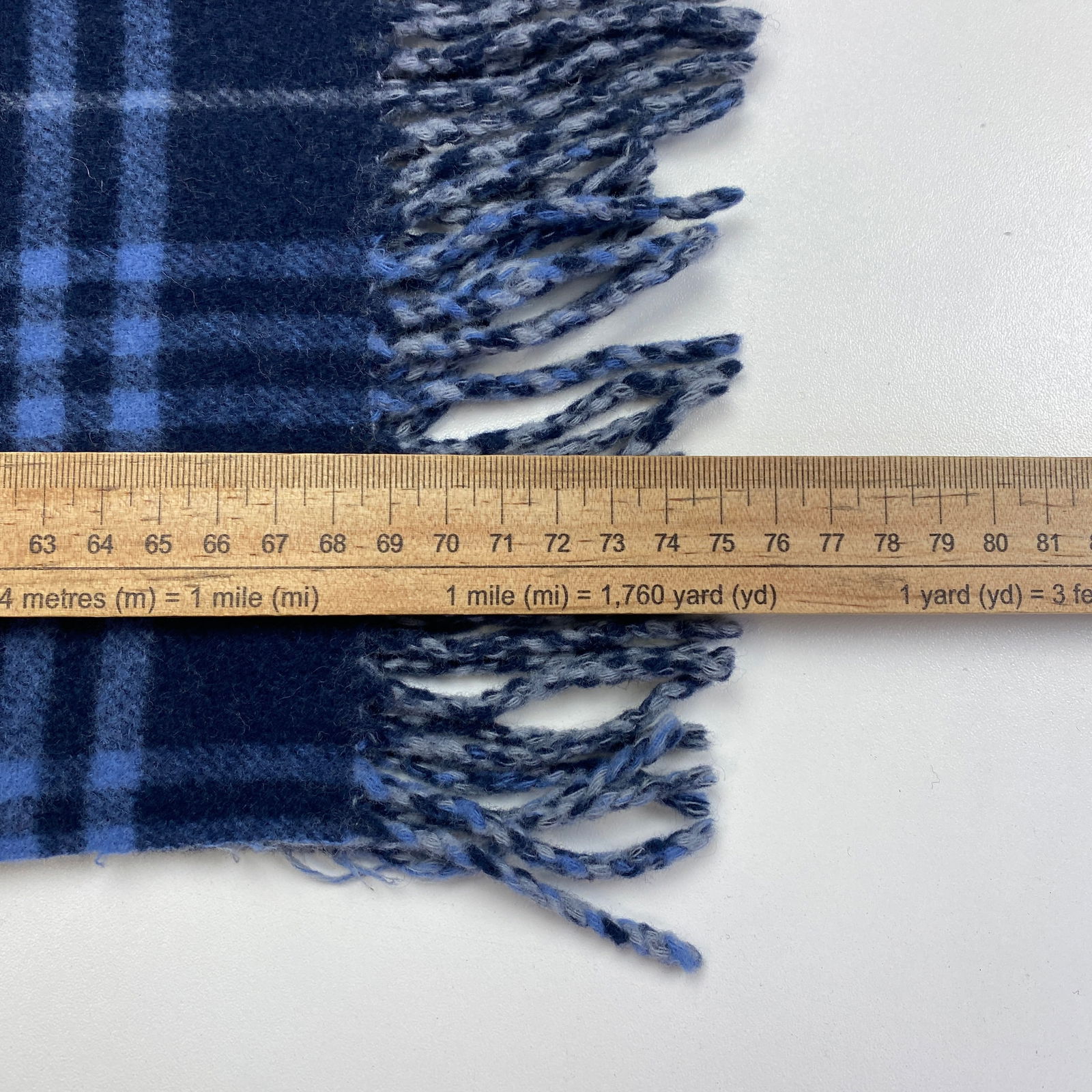 Burberry Navy Blue Plaid 100% Lambswool Scarf - 8