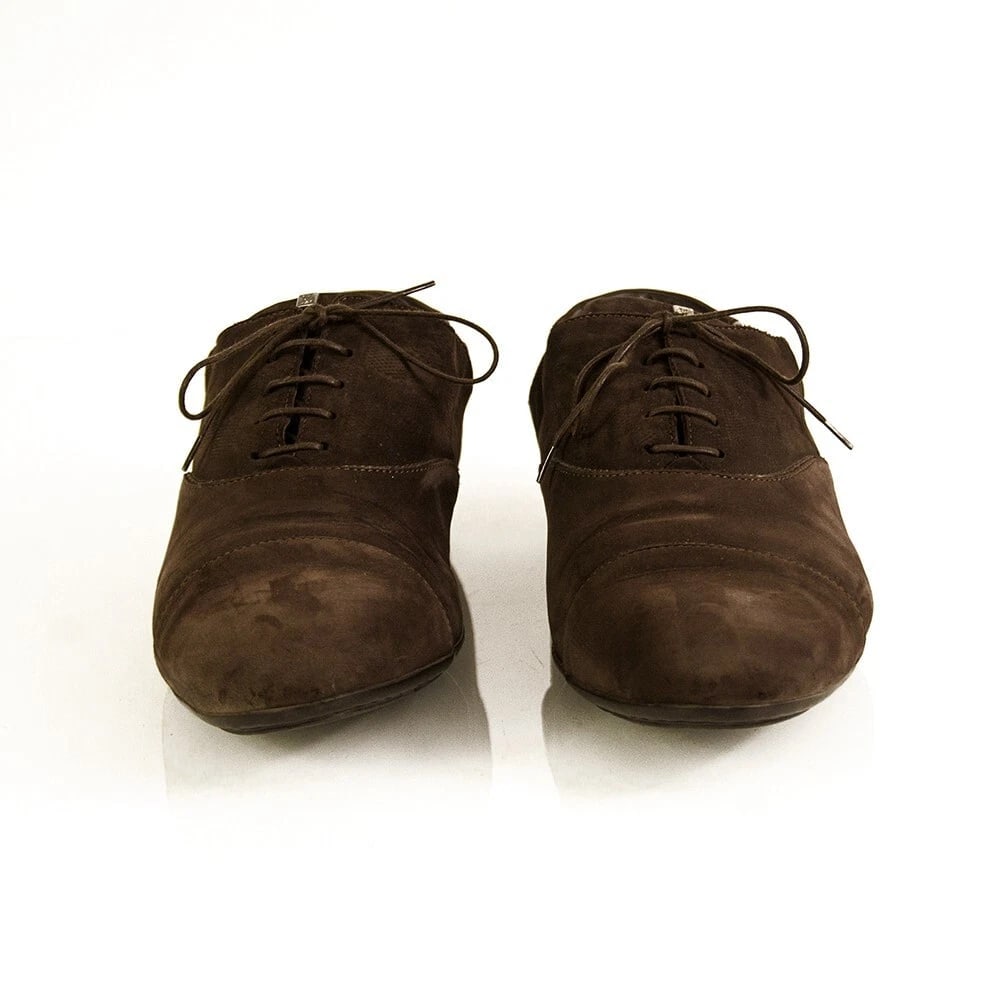 Louis Vuitton Men's Brown Damier Embossed Oxfords Rubber Sole Lace Up Shoes 8 - 5