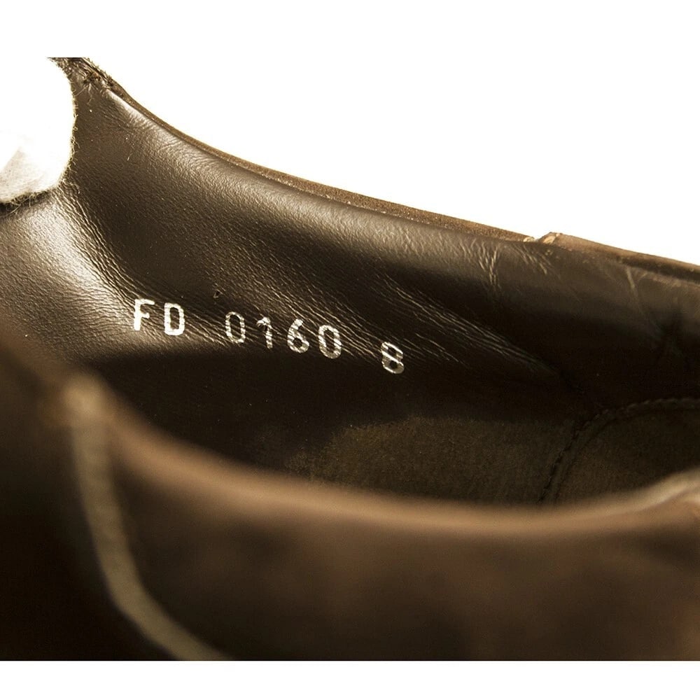 Louis Vuitton Men's Brown Damier Embossed Oxfords Rubber Sole Lace Up Shoes 8 - 7