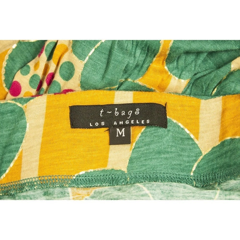 T - Bags Los Angeles Floral Yellow Teal Jersey Open Back Maxi Dress size M - 3