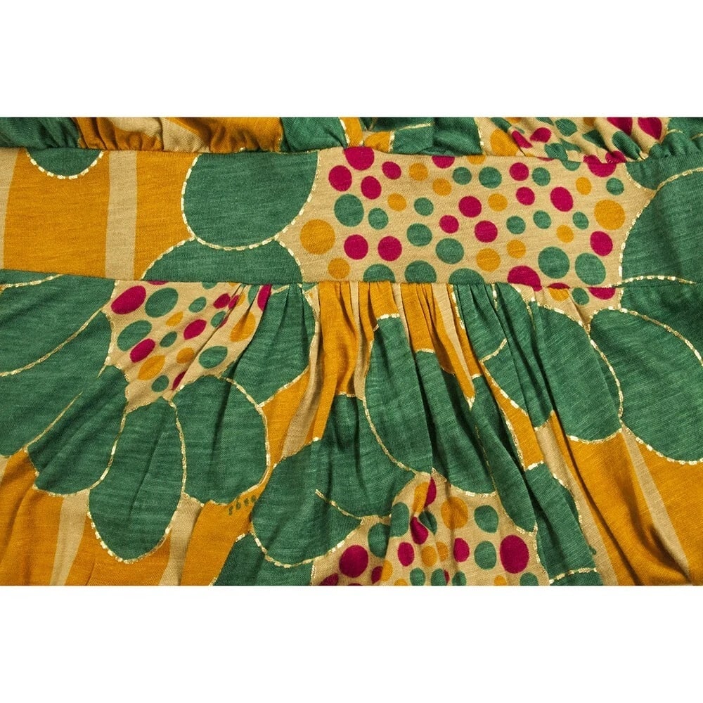 T - Bags Los Angeles Floral Yellow Teal Jersey Open Back Maxi Dress size M - 5