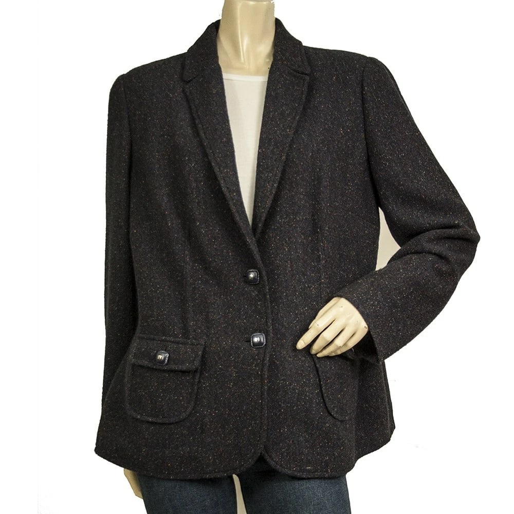 Luisa Spagnoli Blue Wool Silk Blend Fitted Two Buttons Blazer jacket size 48 (1 of 6)