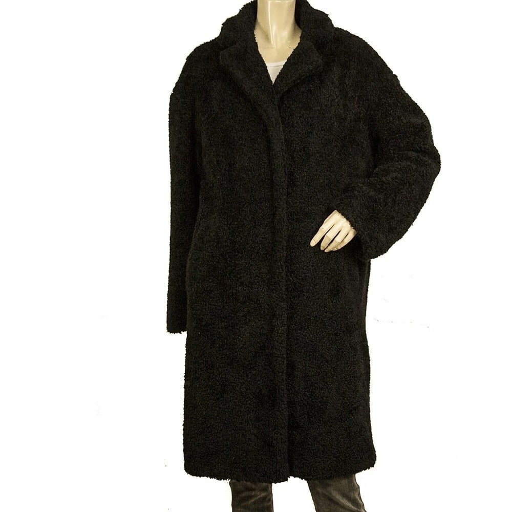 Oakwood Black Acrylic Snap Button Front Warm Winter Knee Length Coat size M (1 of 7)