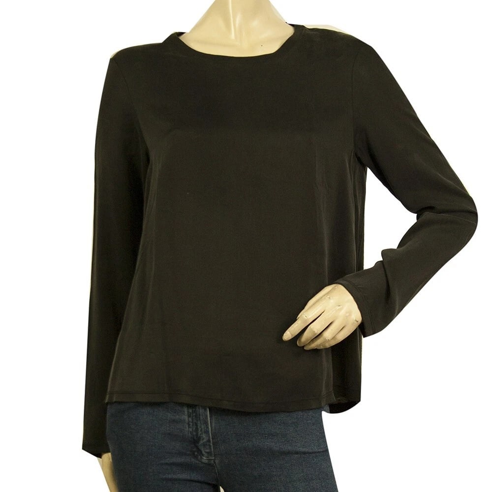 Majestic Filatures Black Cotton Cashmere Silk Top Long Sleeve Blouse Size 1 (1 of 7)