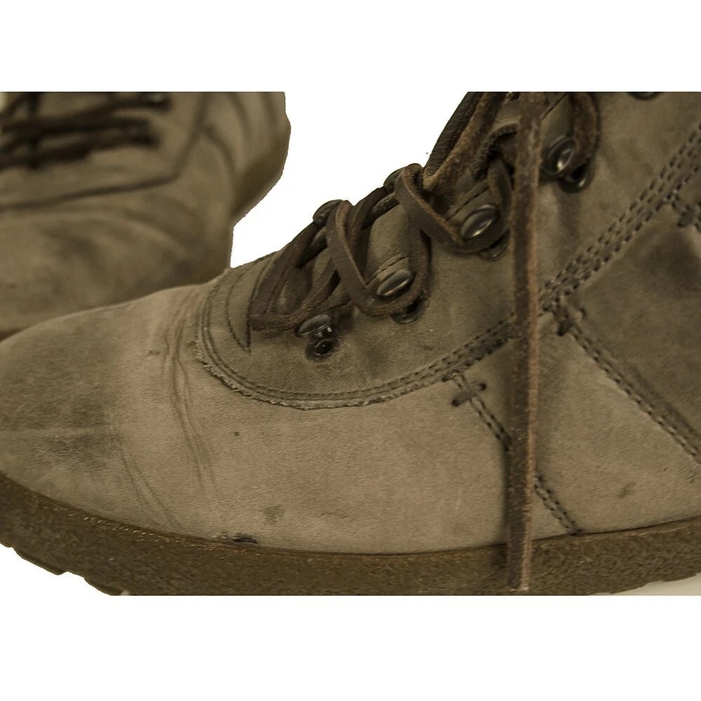 Moncler Men's Gray Distressed Leather High Top Sneakers Booties size 44 Shoes - 11