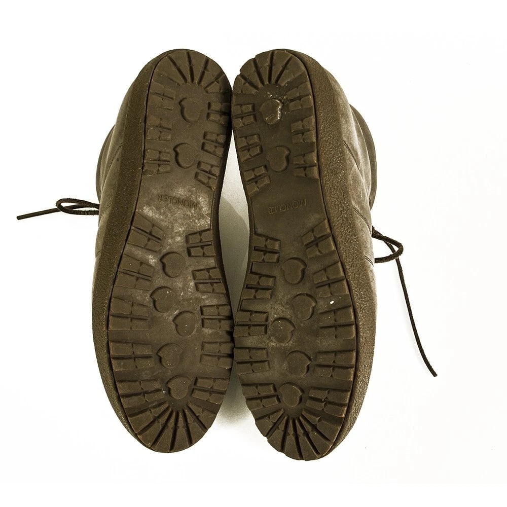 Moncler Men's Gray Distressed Leather High Top Sneakers Booties size 44 Shoes - 3