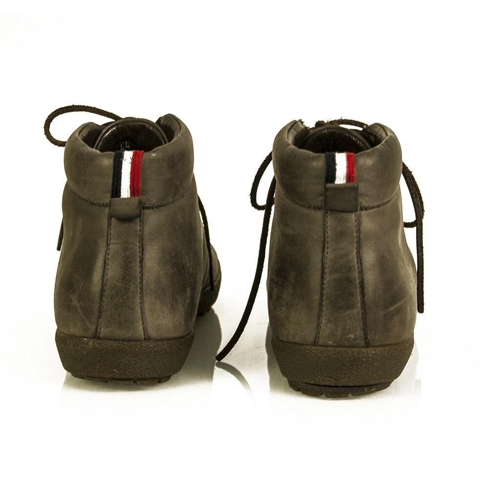 Moncler Men's Gray Distressed Leather High Top Sneakers Booties size 44 Shoes - 7