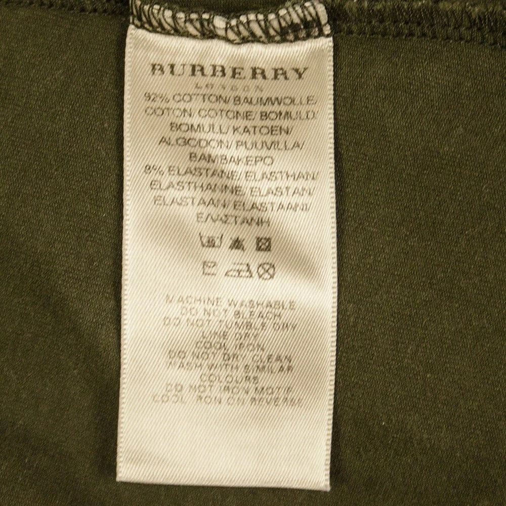 Burberry Green Long Sleeve Check Trimming Elastic T- Shirt top size XS - 4