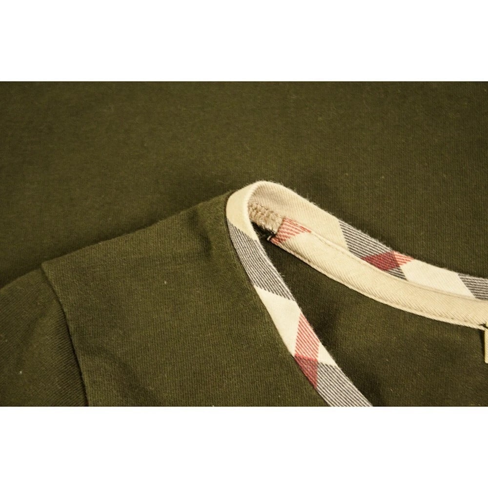 Burberry Green Long Sleeve Check Trimming Elastic T- Shirt top size XS - 5