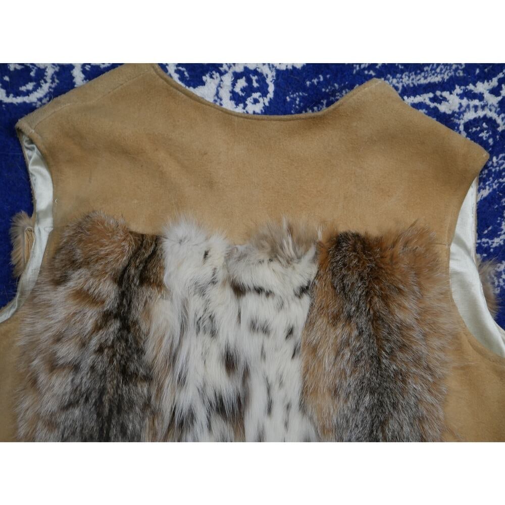 Homemade Boho Lynx & Suede Fur Vest Coat Jacket - 4