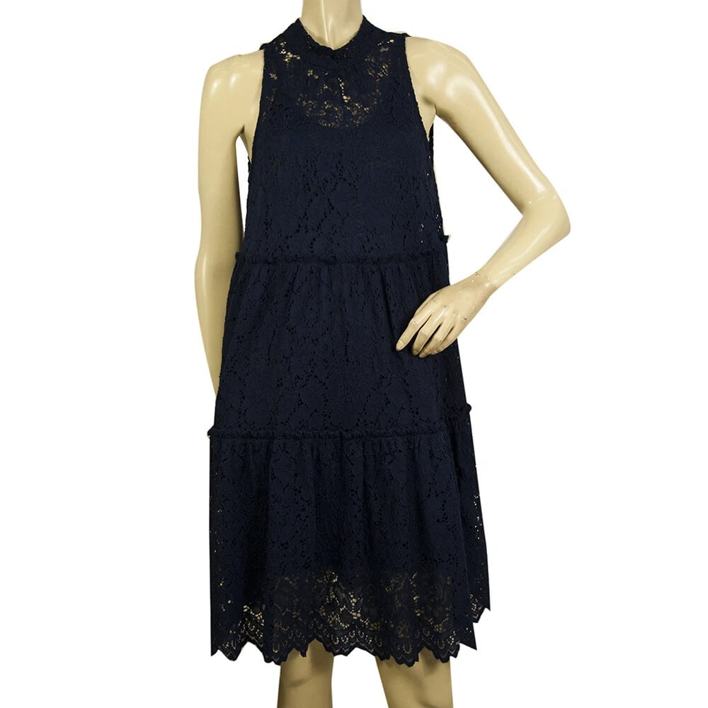Devotion Blue Lace Knee Length Sleeveless Layered Cocktail Dress, New: Title:Devotion Blue Lace Knee Length Sleeveless Layered Cocktail Dress, New Description:Devotion Blue Lace Knee Length Sleeveless Layered Cocktail Dress, New Your look will be more beautiful than ever