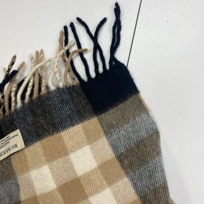 Burberry Navy Blue Plaid 100% Cashmere Scarf - 6