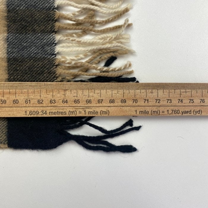 Burberry Navy Blue Plaid 100% Cashmere Scarf - 8