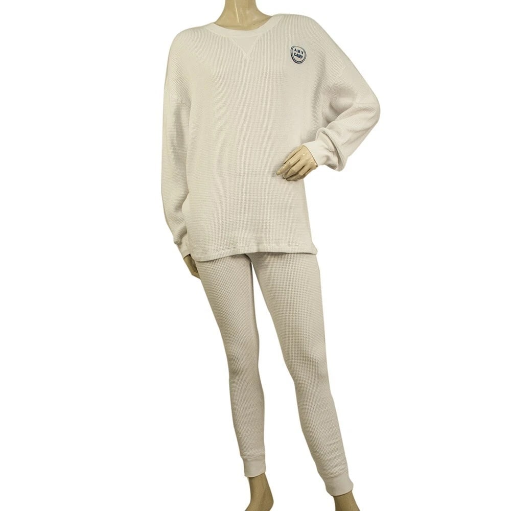 American Vintage White Cotton Top Sweat Pants Sport Lounge Set size S (1 of 7)