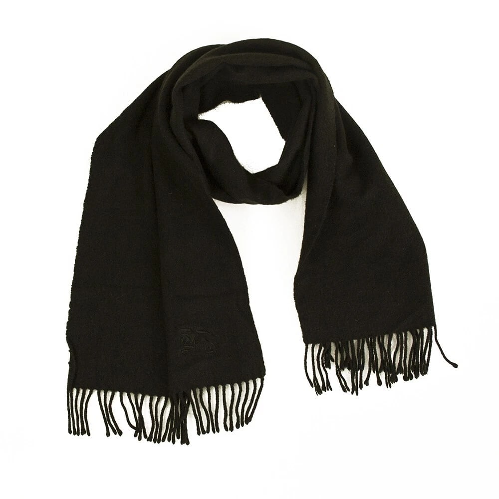 Burberry black 100% cashmere logo mens long scarf with fringe (1 of 8)